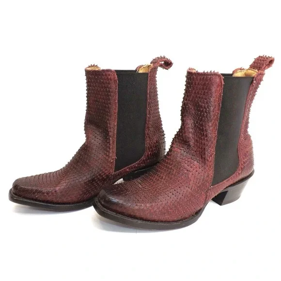 Stetson Python Snakeskin Print Chelsea Boots - Men's size 6.5 - Women's size 8 - Picture 2 of 16